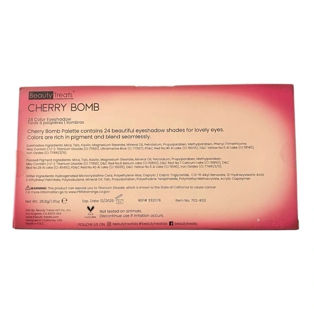 NWT-BEAUTY TREATS-CHERRY BOMB EYE SHADOW PALETTE